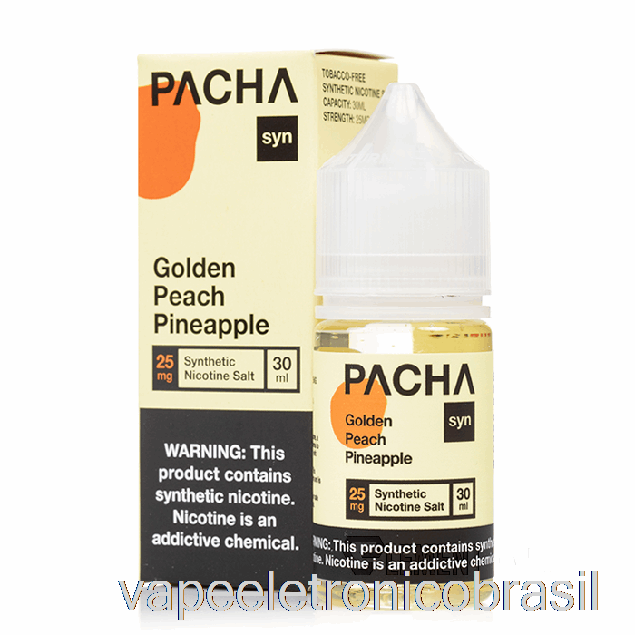 Vape Recarregável Abacaxi Pêssego Dourado - Sais Pacha Syn - 30ml 50mg